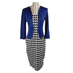 Womens Office Plad Belt Bodycon Dress
